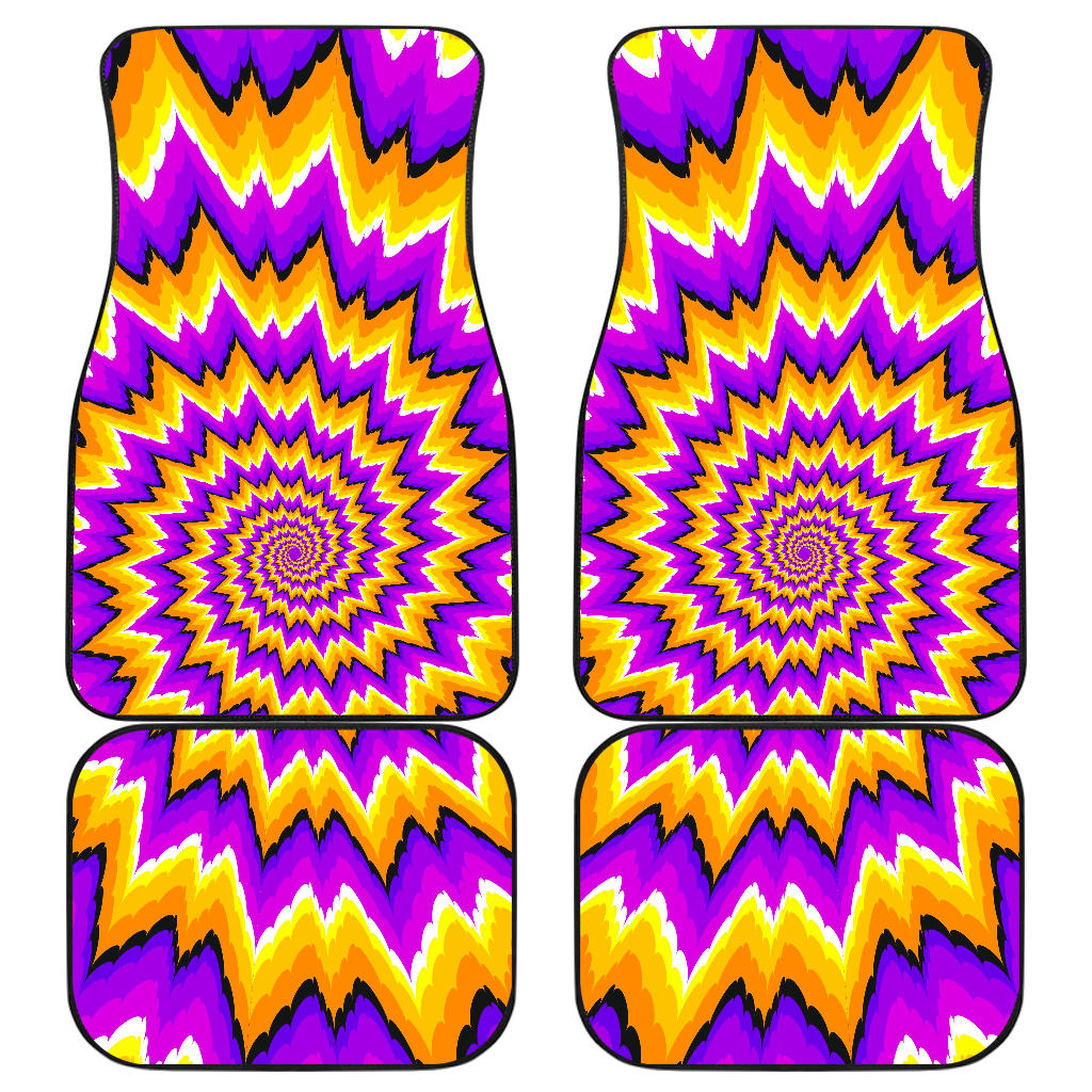 Spiral Expansion Moving Optical Illusion Front And Back Car Floor Mats, Front Car Mat