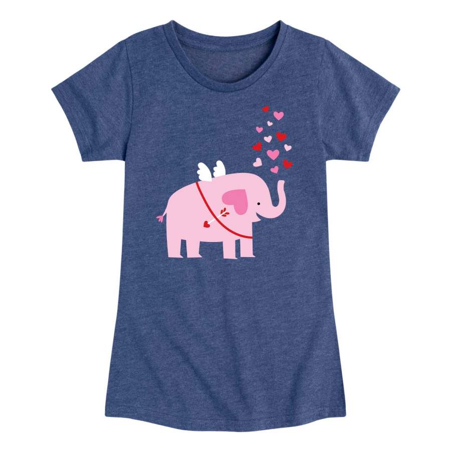 Heart Elephant – Youth & Toddler Girls Short Sleeve T-Shirt