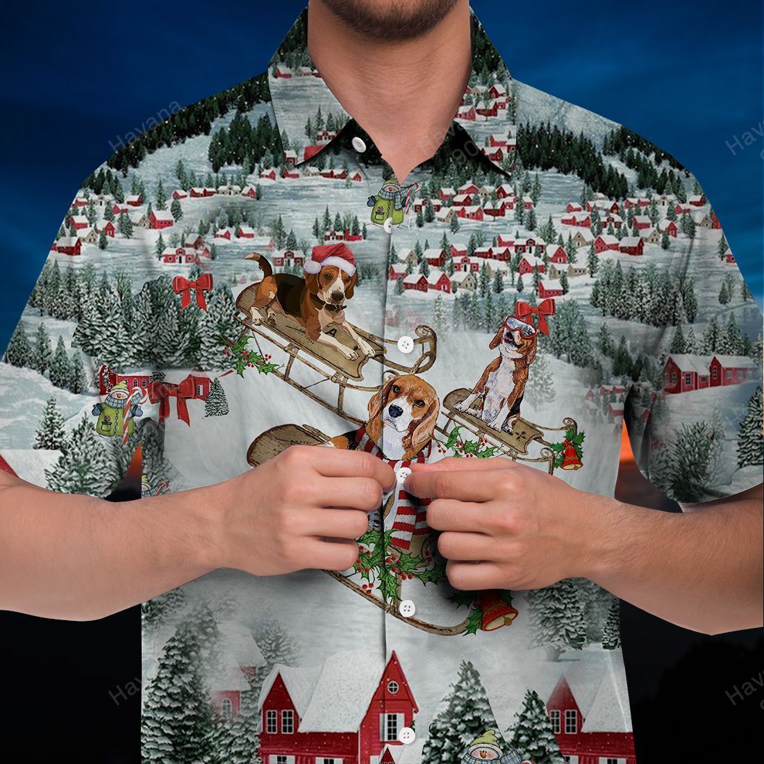 Beagle Hawaiian Shirt Ski With Rabit Gang