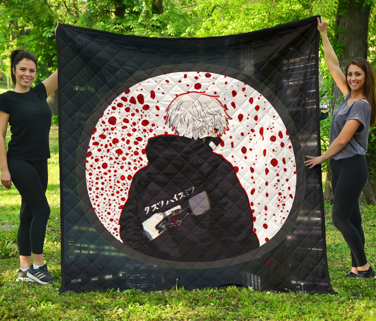 Tokyo Ghoul Anime Premium Quilt – Ken Kaneki Looking Back Bloody Wall Quilt Blanket