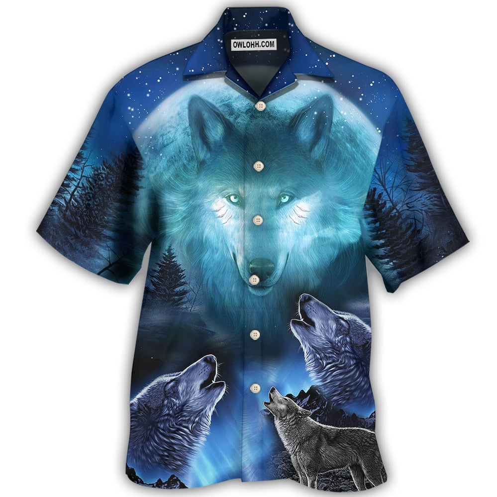 Wolf Gray And Blue – Hawaiian Shirt  – Owl Ohh