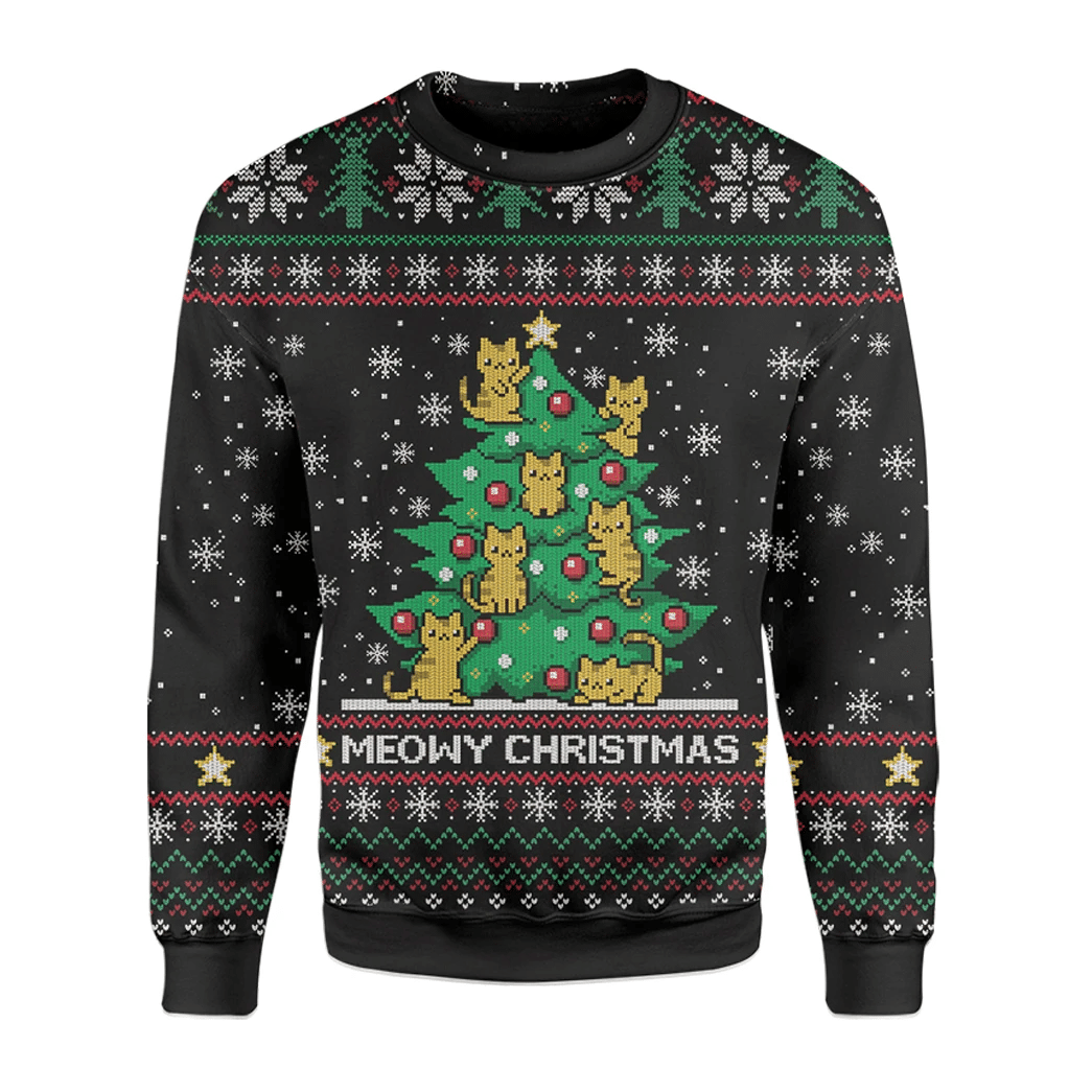 Alohazing 3D Meowy Ugly Christmas Custom Sweatshirt