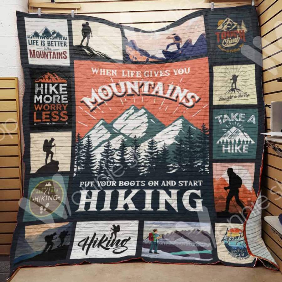 Wozoro Quilt Blanket Hiking When Life Gives You Mountains Twin Queen King Size