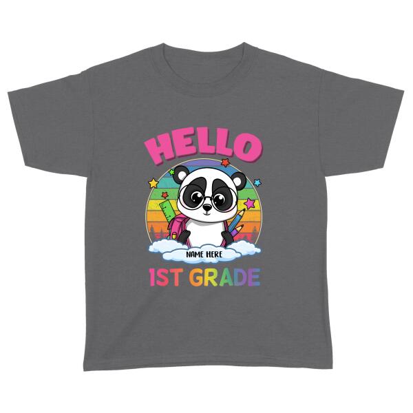 Custom Gift Back To School, Hello Panda 1St,2Nd, 3Rd, ..8Th Grade Shirt, Personalized Gift For Kid