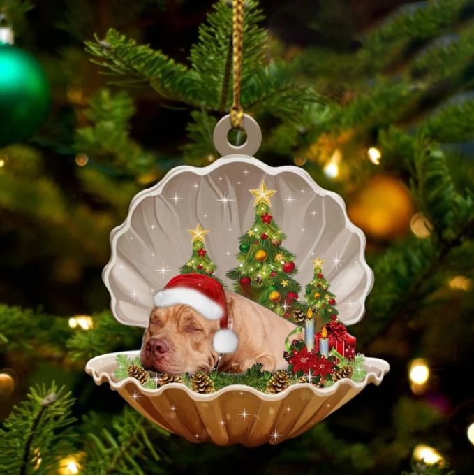 Pitbull-Sleeping Pearl In Christmas Two Sided Ornament