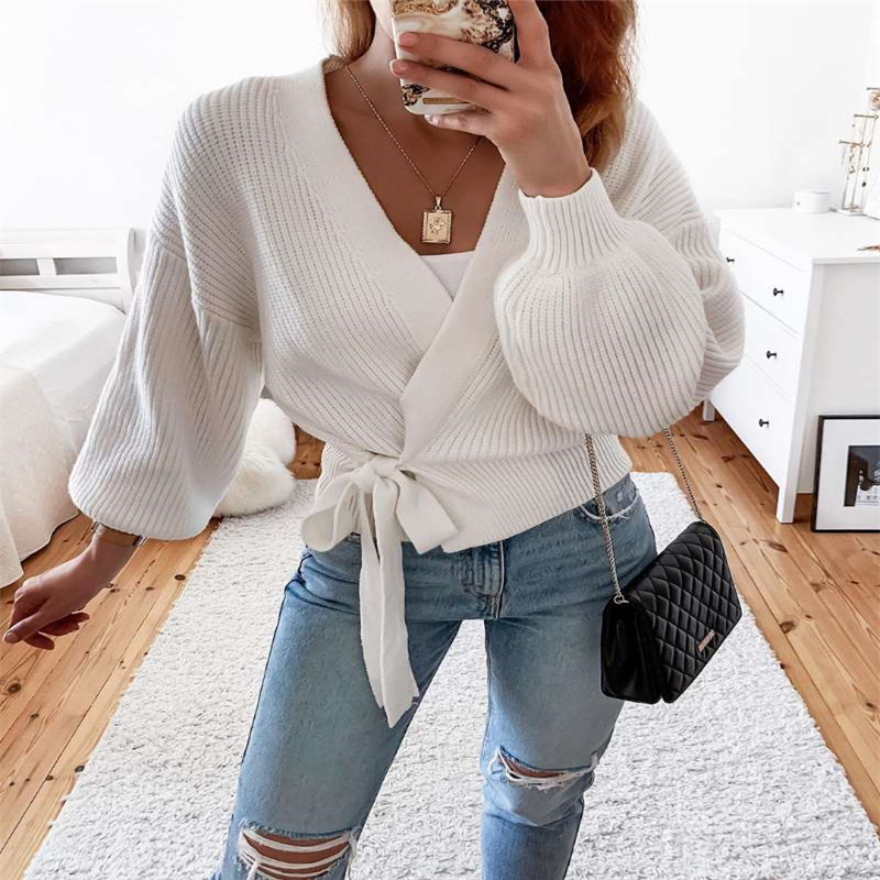 Woman Sweaters Cardigan Autumn Winter Long Sleeve Loose Knitwear Lace Up Warm Tunic Casual Sweaters Streetwear Casual Clothes alx