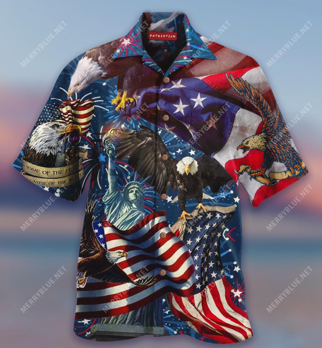 American Patriotic Eagle Aloha Hawaiian Shirt Colorful Short Sleeve Summer Beach Casual Shirt For Men And Women