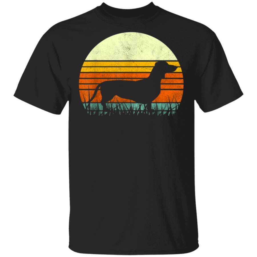 70s Vintage Retro Sunset Dachshund TShirt