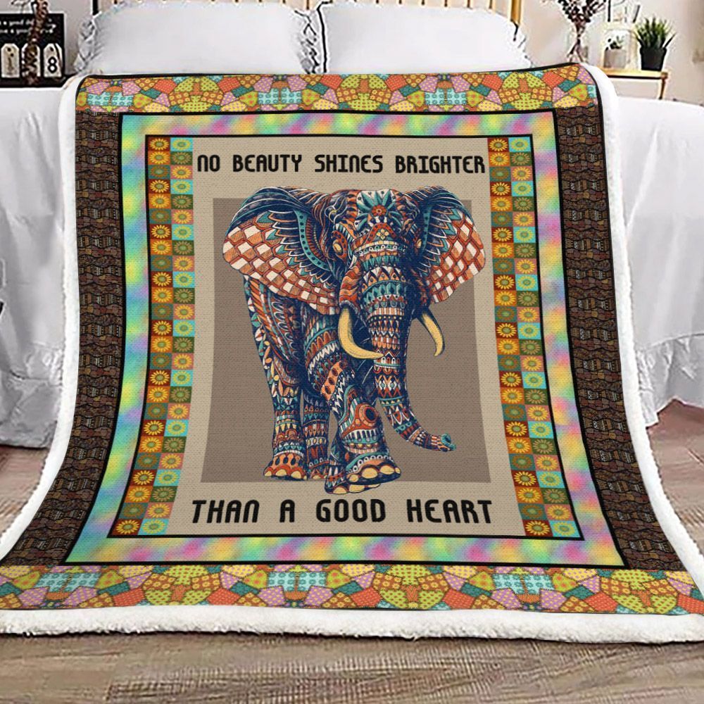 Good Heart Elephant Sherpa Fleece Blanket RRNL