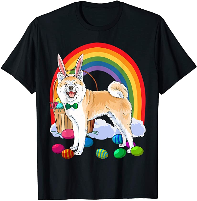 Akita Inu Easter Eggs Bunny Rabbit Japanese Dog T-Shirt