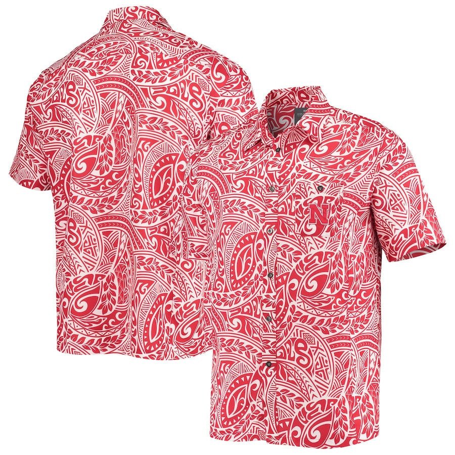 Nebraska Huskers Scarlet Make Like A Tree Camp Hawaii Shirt Ha29217