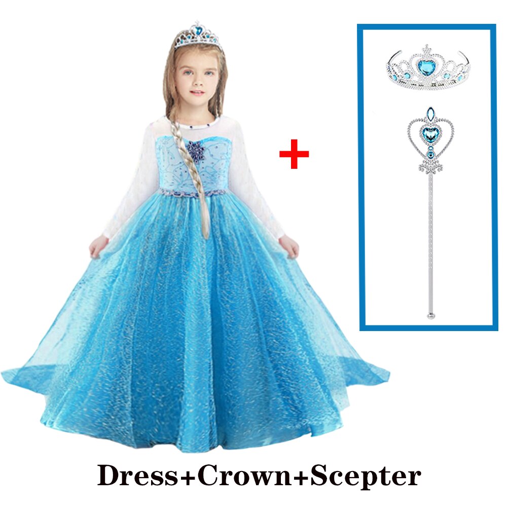 2021 New Princess Girls Elsa Dress Cosplay Dresses Snow Costumes For Kids Princess Dress Disfraz Carnaval Vestidor Robe Infantil alx