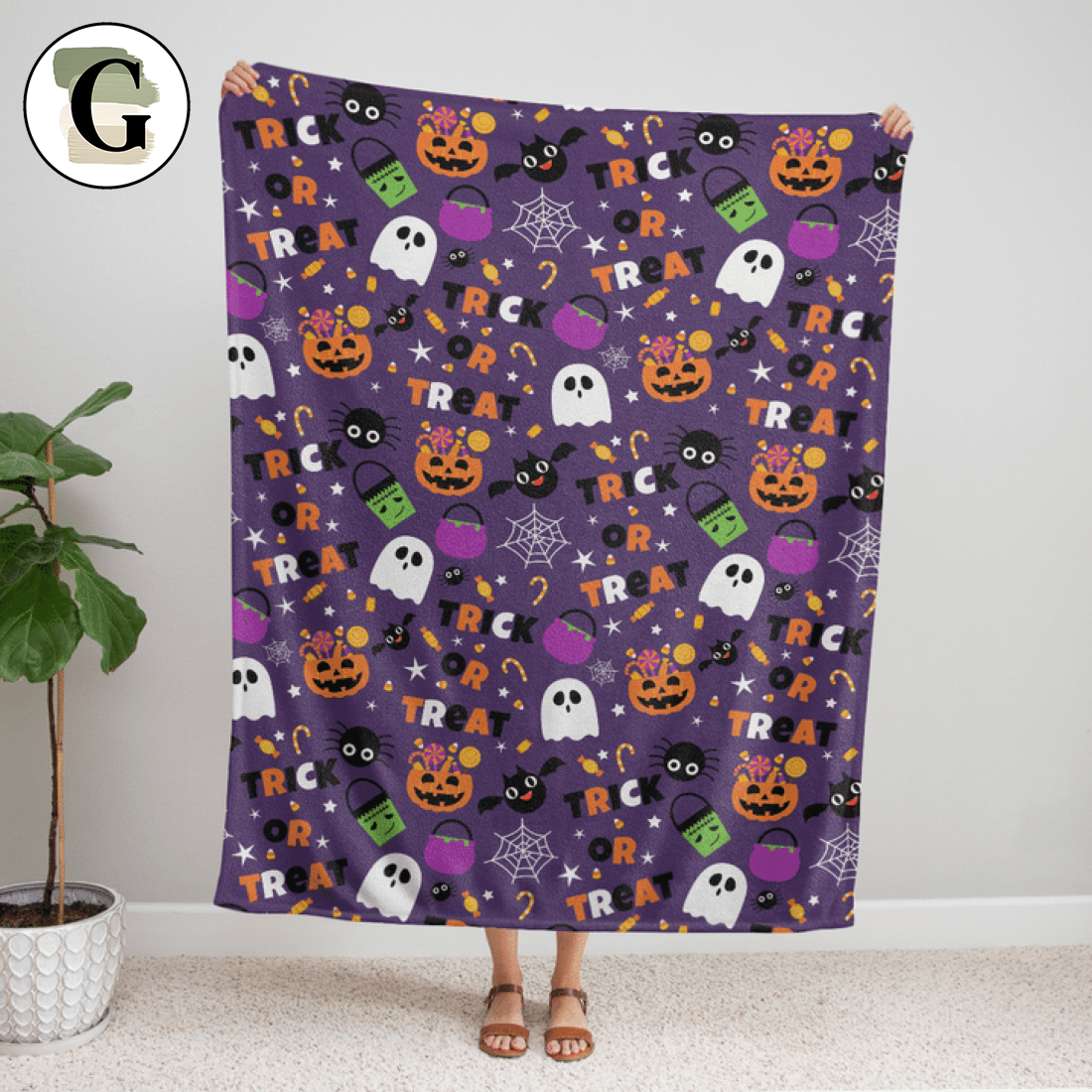 Trick Or Treat Halloween Gift Fleece Sherpa Blanket