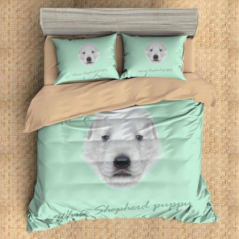 3D Customize White Shepherd Puppy Bedding Set Duvet Cover Set Bedroom Set Bedlinen