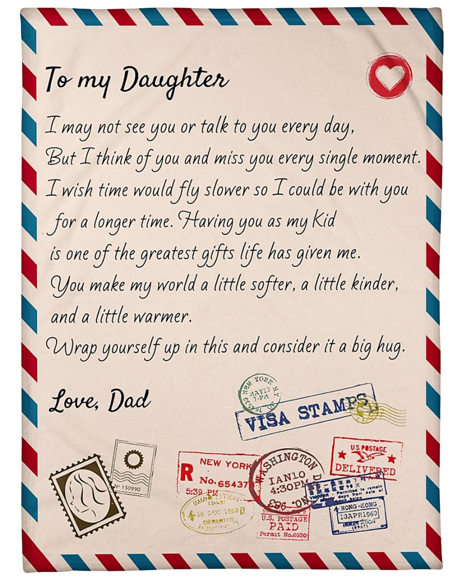 To My Daughter Consider It A Big Hug Letter Blanket Gift For Daughter From Dad Birthday Gift Home Decor Bedding Couch Sofa Soft And Comfy Cozy