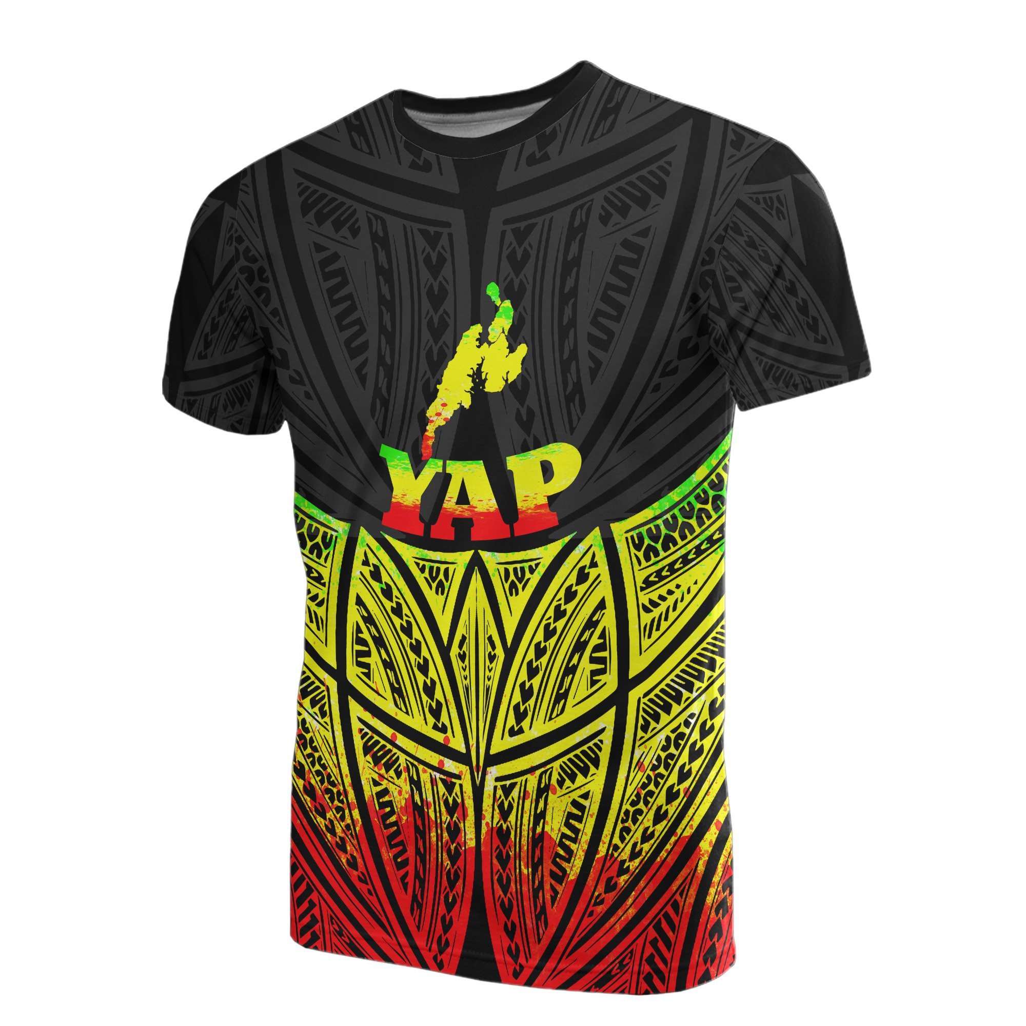 Yap Polynesian T-Shirt Reggae Pride Map And Seal – Bn39