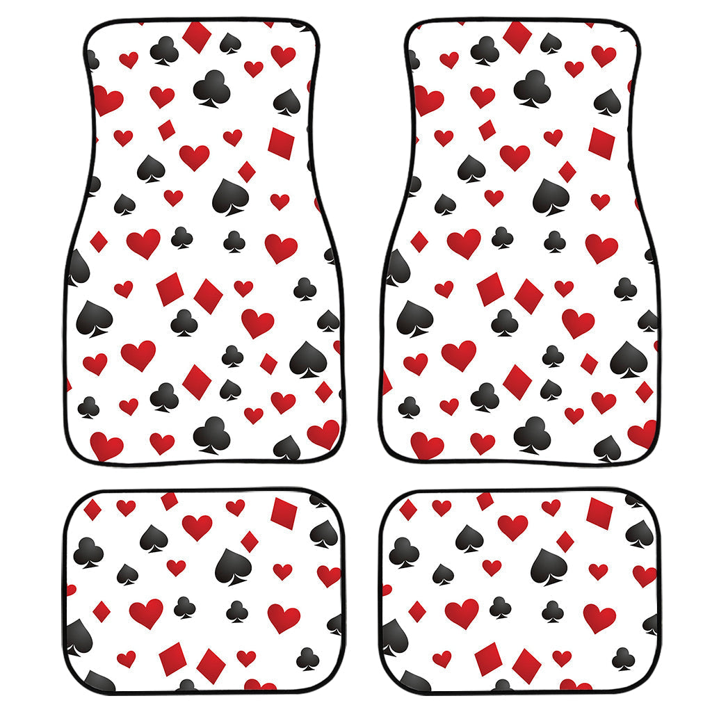 Red And Black Playing Card Suits Print Front And Back Car Floor Mats, Front Car Mat