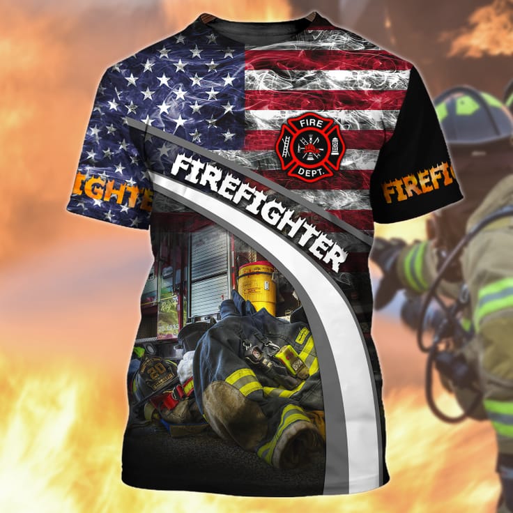 Personalized Smoke Firefighter Flag 3D Shirt, Firefighter Corner With Logo Tshirt