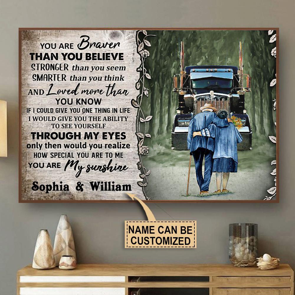 Aeticon Gifts Personalized Truck Braver Than You Believe Canvas Mom Dad Gift Home Decor