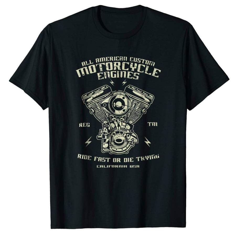 All American Custom Motorcycle Engines Vintage T-Shirt