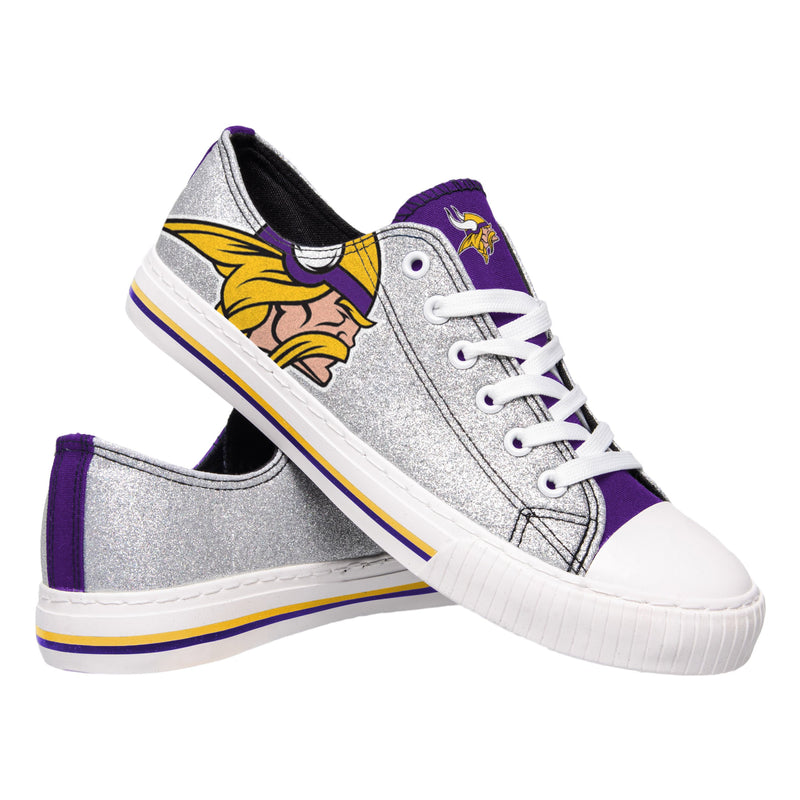 Minnesota Vikings NFL Womens Glitter Low Top Canvas Shoes