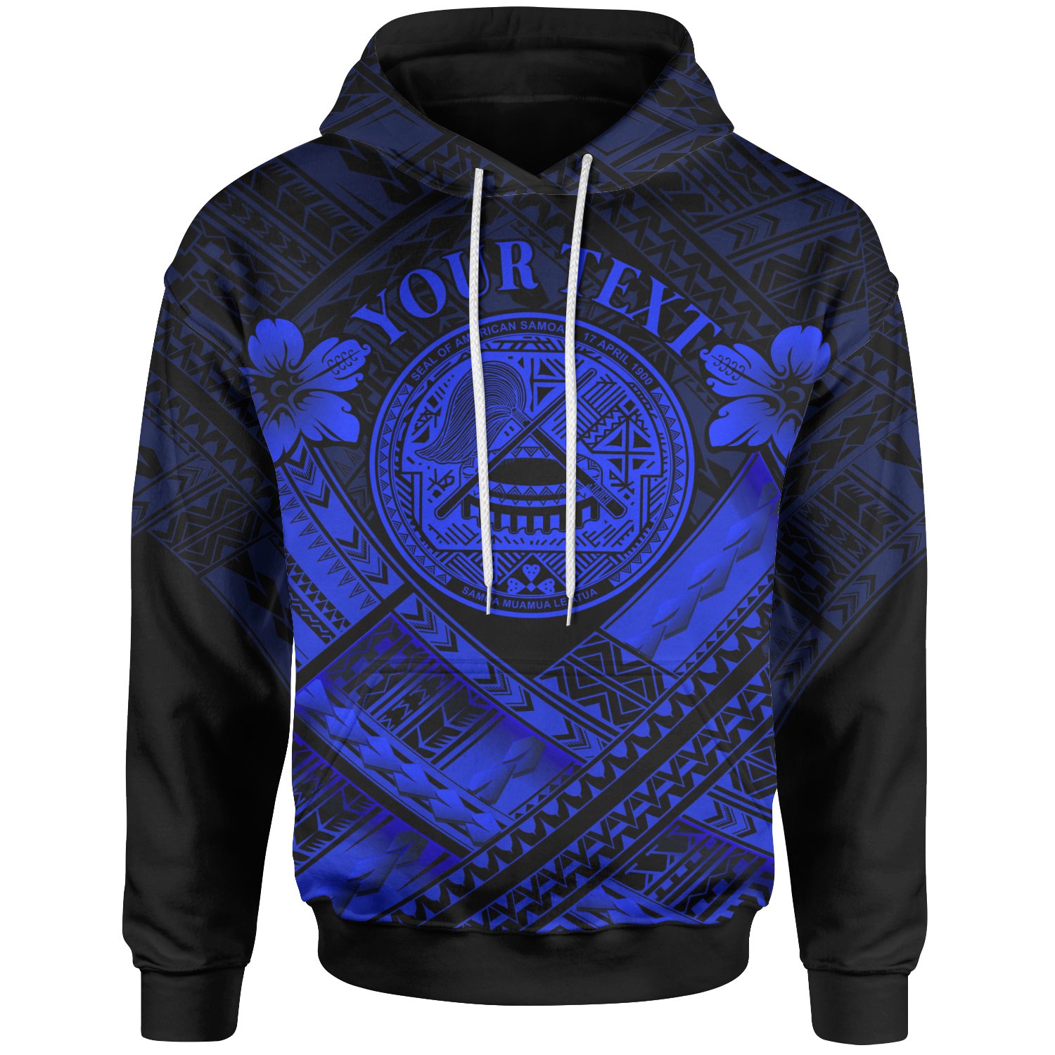 American Samoa Custom Personalised Hoodie – AS Blue Seal Polynesian Patterns – BN18