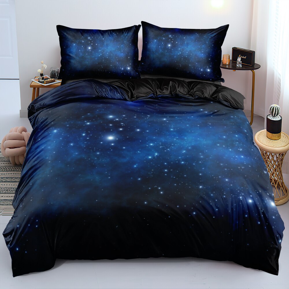 3D Digital Nebula Duvet Cover Set Double King Size Cover Set Black Bedding Set Fashion