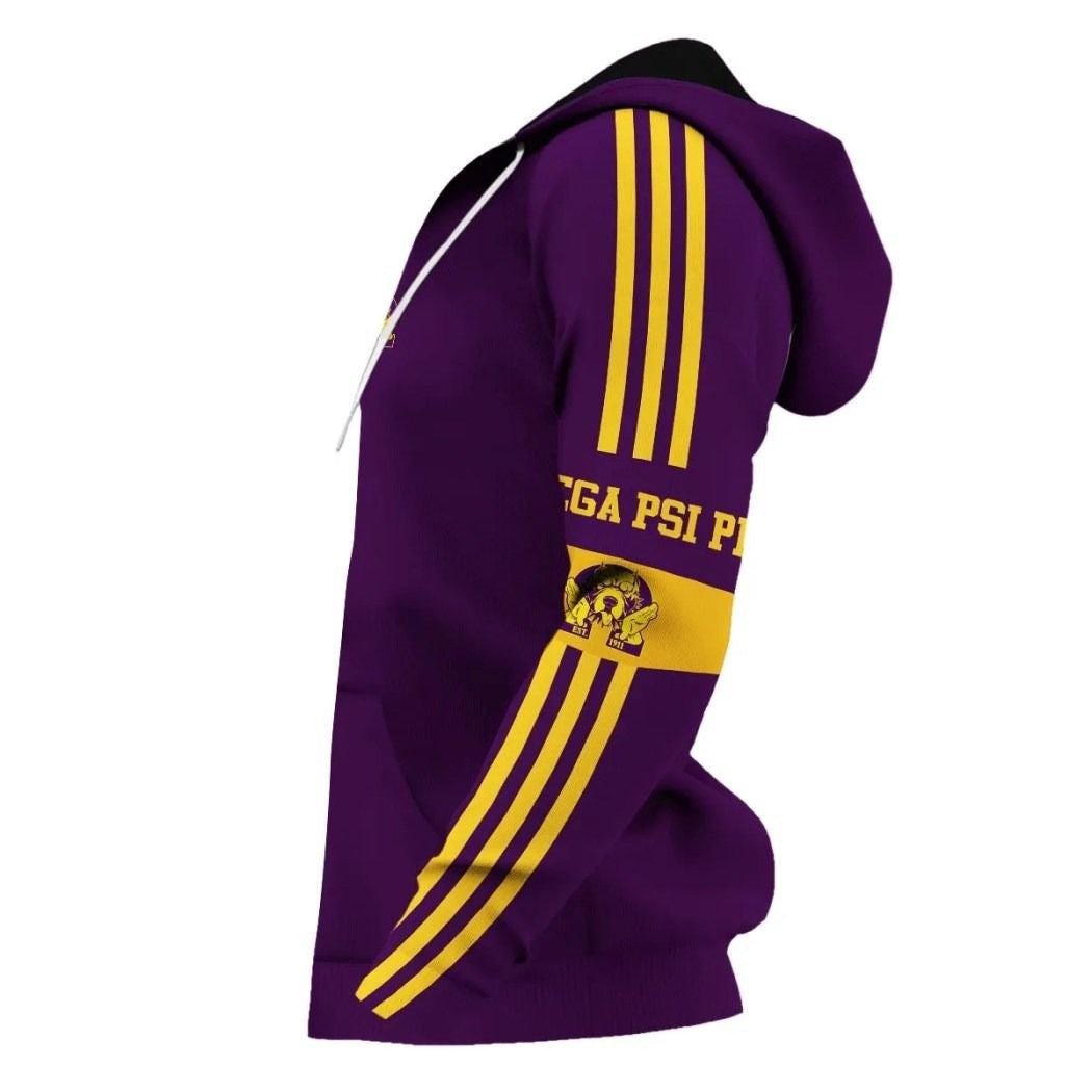 Fraternity Hoodie – Omega Psi Phi Bull Dog Hand Sign Style Zip Hoodie