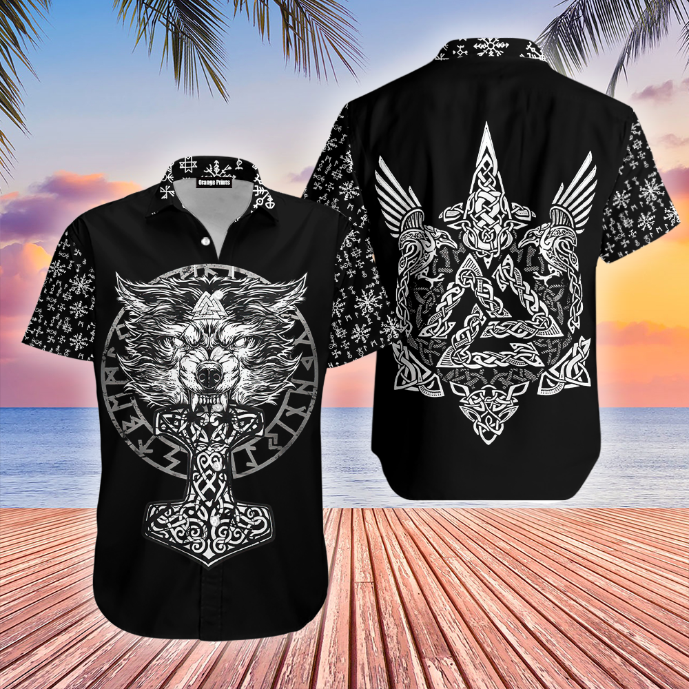 White Fenrir Viking Aloha Hawaii Shirts For Men Women Ha75808