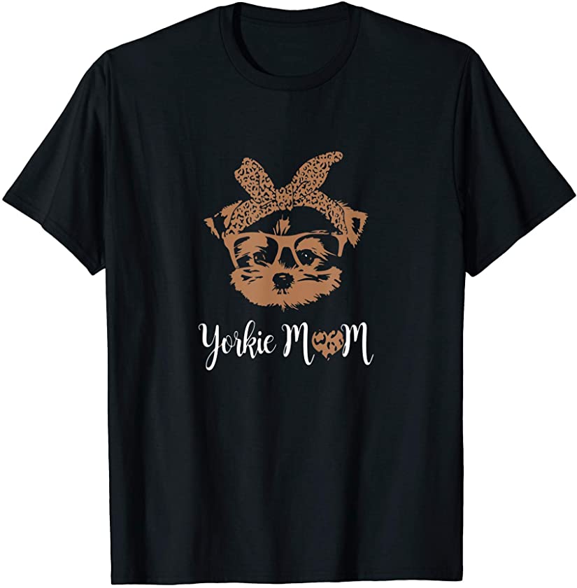 Yorkie Mom Leopard Print Dog Lovers Mother Day Gift T-Shirt