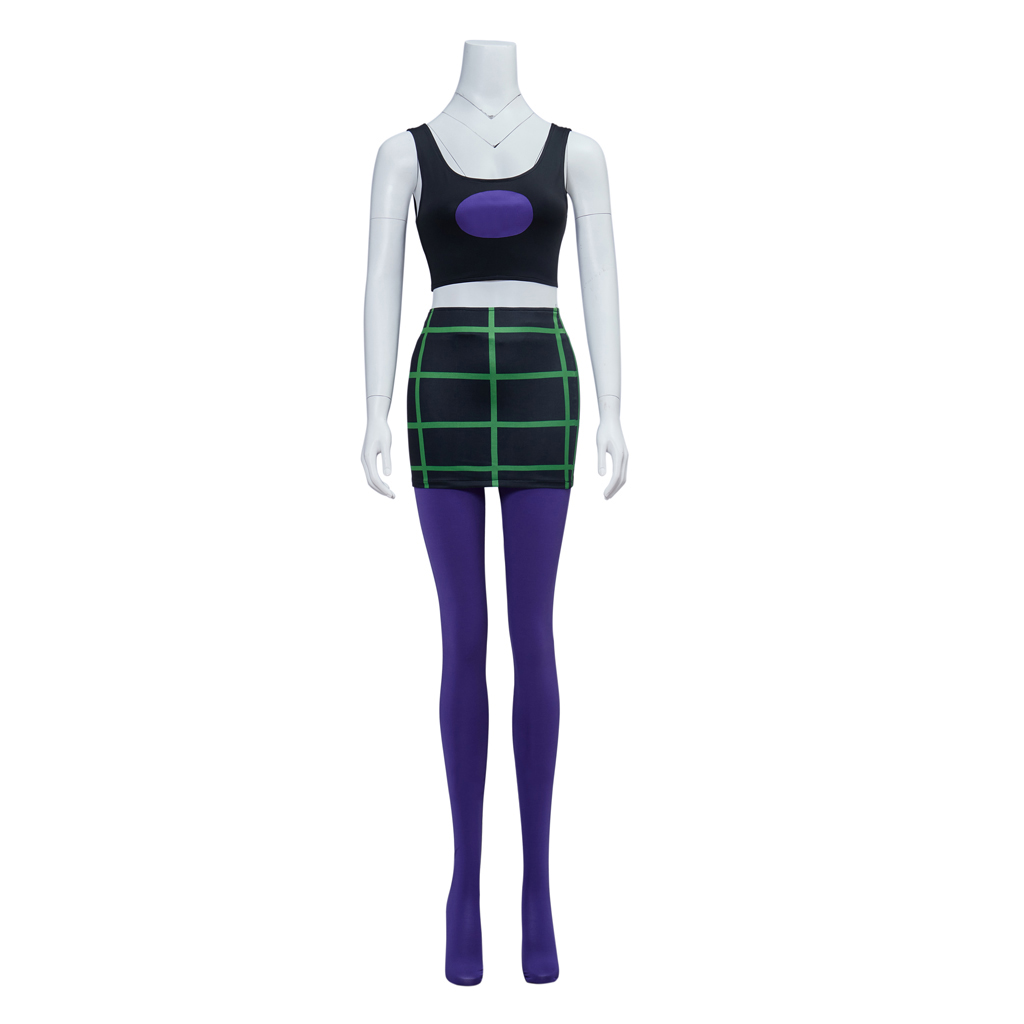 Anime Danny Phantom Sam Manson Cosplay Costume Crop Tank Top and Plaid Mini Skirt Set Halloween Carnival Party Suit Outfits alx