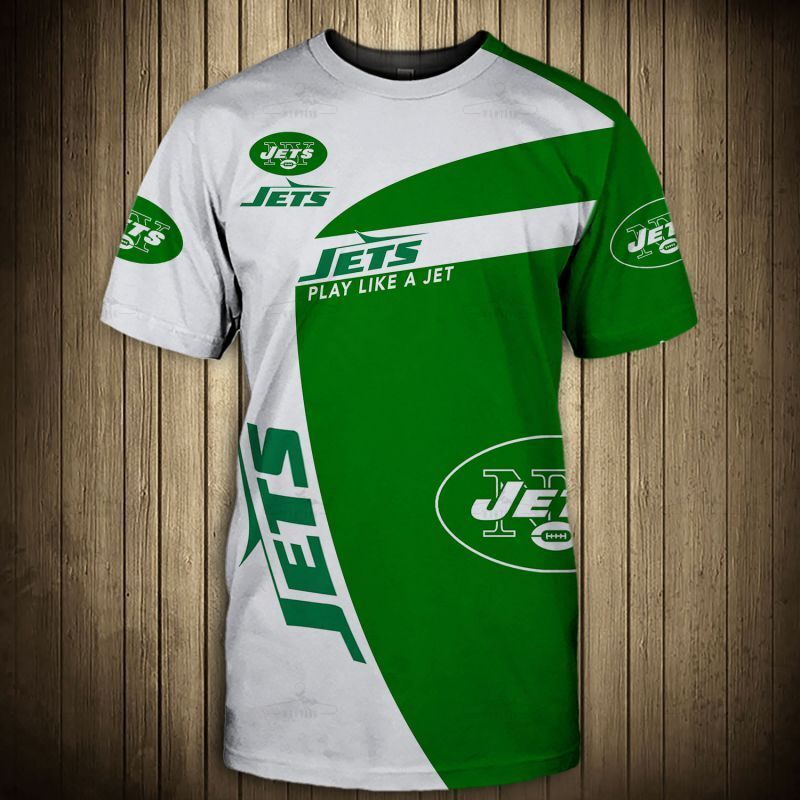 New York Jets T-Shirt 3D &Quot;Play Like A Jet &Quot;Short Sleeve