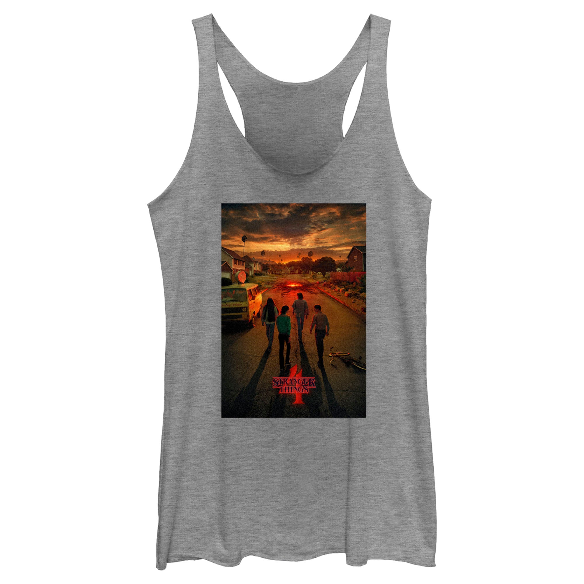 Women’S Stranger Things Four Friends Rift Apocalypse Poster Racerback Tank Top