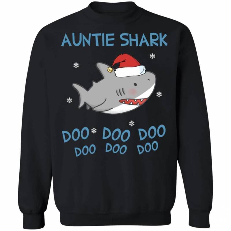 Auntie Shark Doo Doo Doo Santa Shark Family Christmas Sweatshirt Cute Gift MT10