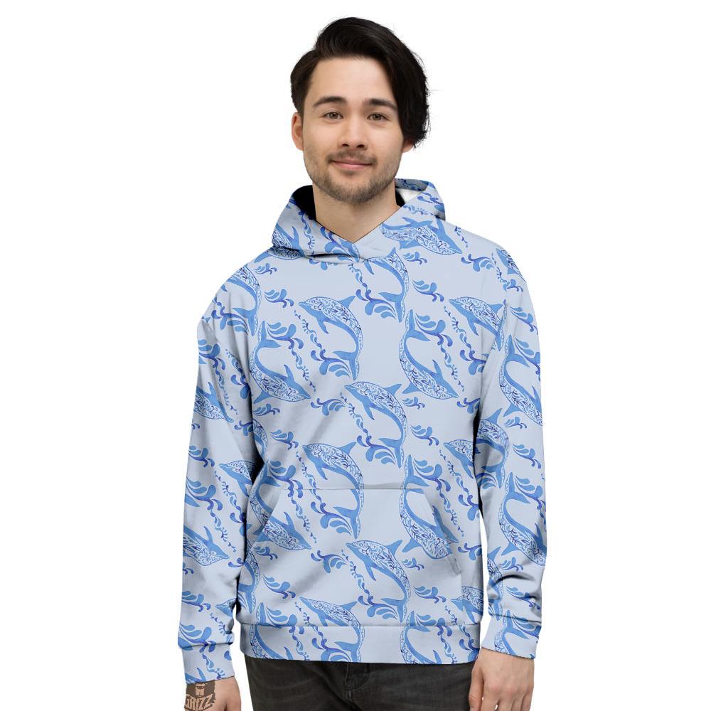 Dolphins Blue Print Pattern Men’S Hoodie