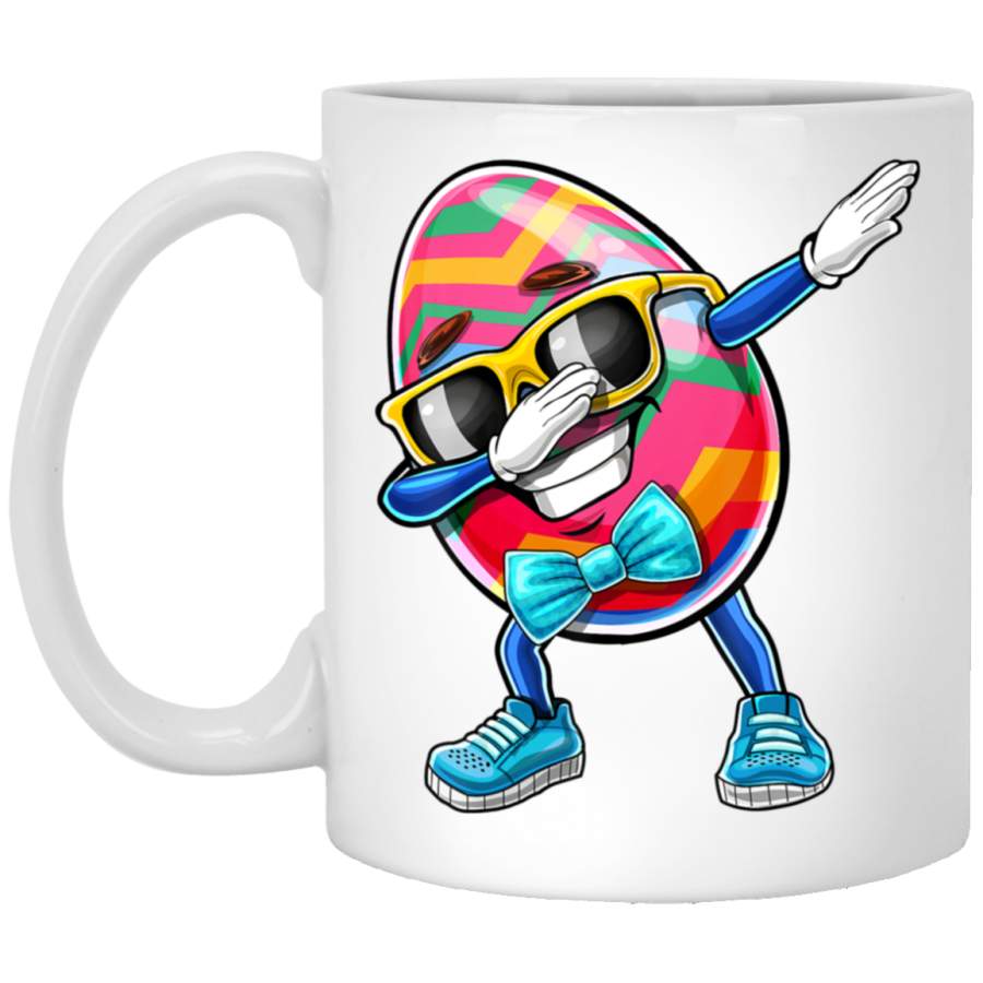 Dabbing Easter Egg Costume Easter Sunday Day Gift Kids Boys 11oz 15oz White Mug Happy Easter Day Funny Colors Eggs Bunny Ears Peeps Cute