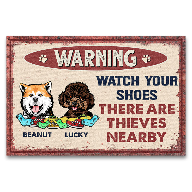 Dog Warning Watch Your Shoes – Gift For Dog Lover – Personalized Custom Doormat