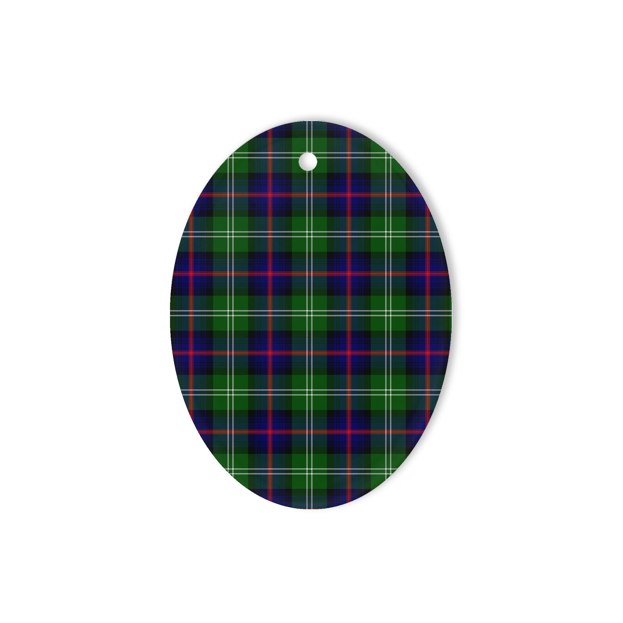 Sutherland Modern Tartan Oval Ornaments, Christmas Tree Ornament, Plaid Christmas Ornaments, Ceramic Oval Christmas Tree Decoration