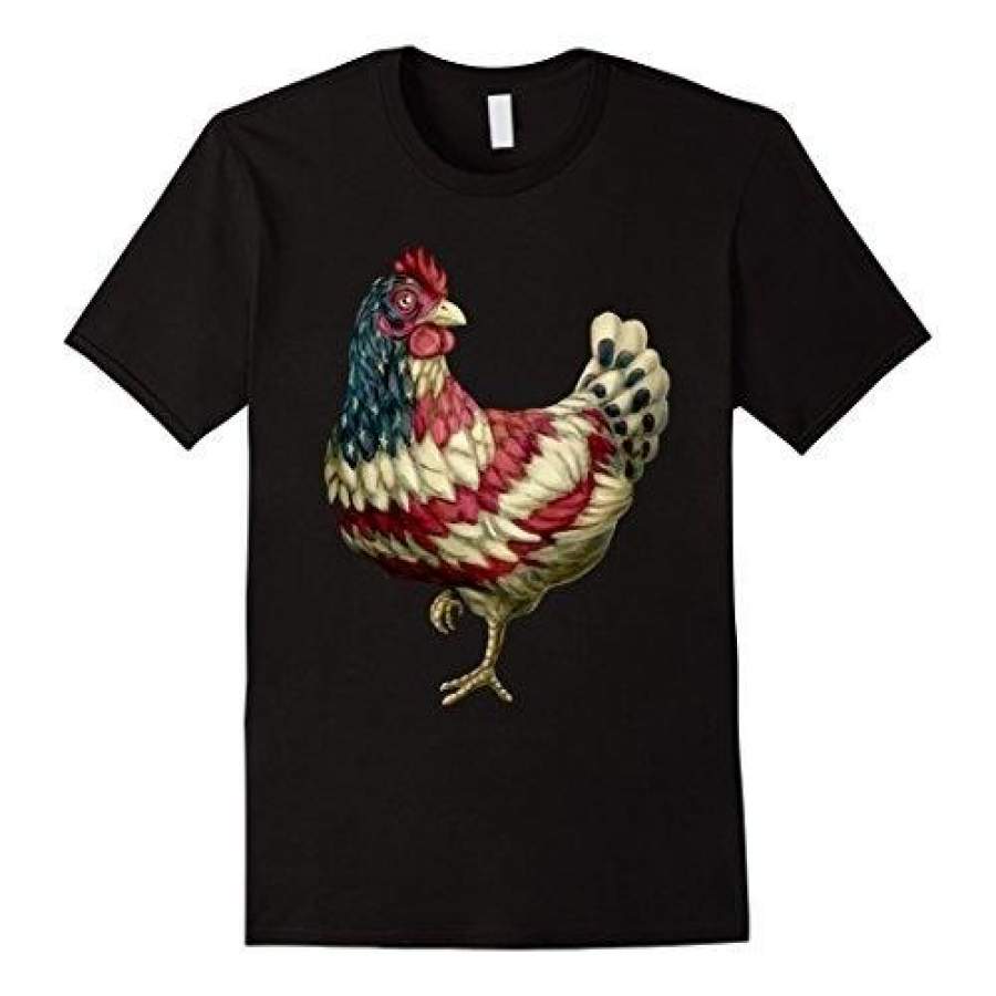 Chicken Usa Fashion Short Sleeved T-Shirt Rooster 4Th Of July For Men Funny T Shirts