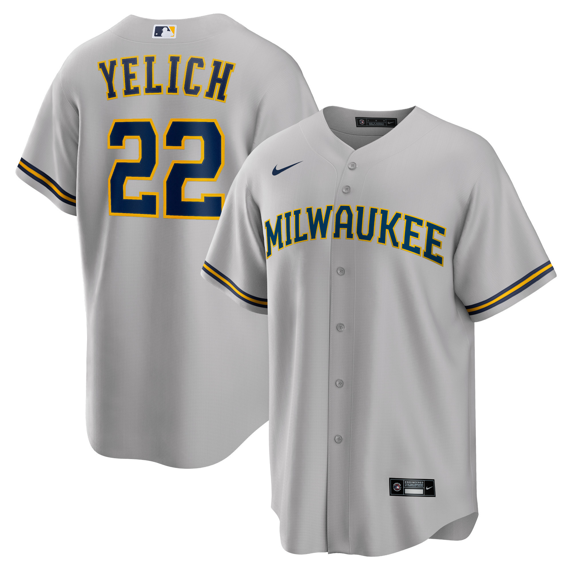 Christian Yelich Milwaukee Brewers Alternate Replica Player Jersey Gray MLB