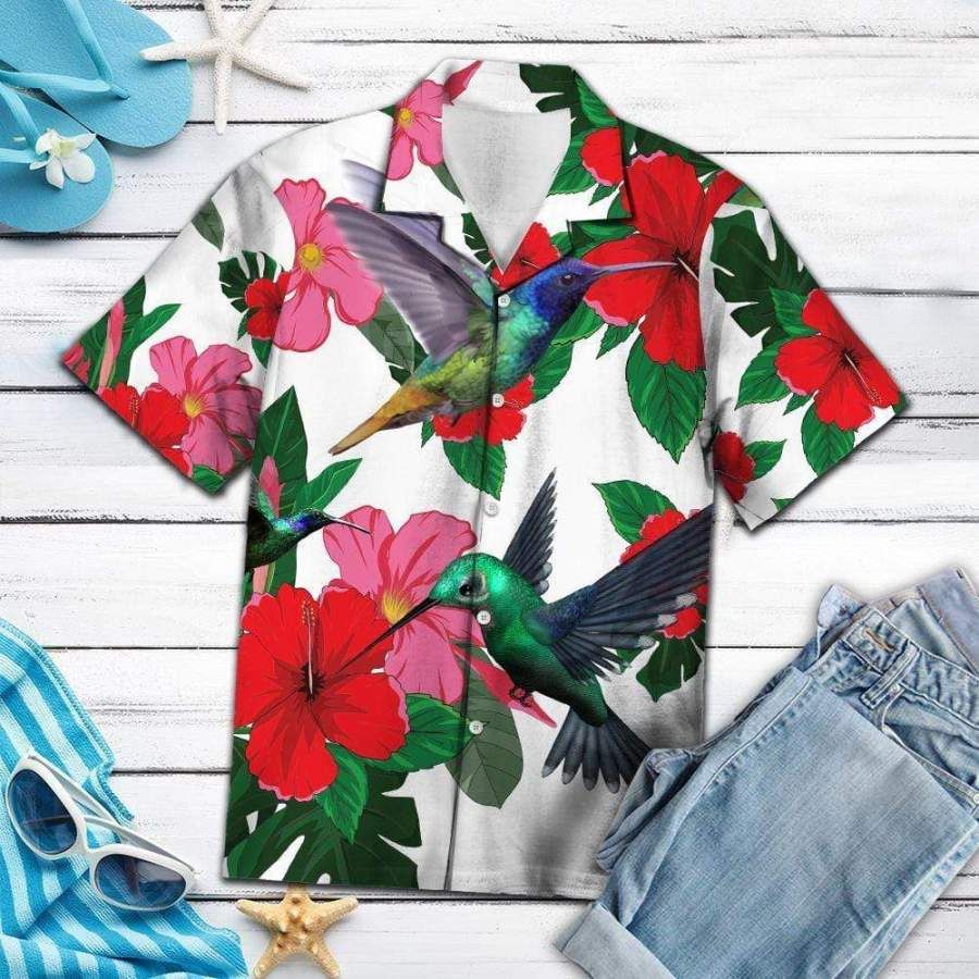 Hummingbird Floral Tropical Vibe Hawaii Aloha Shirts Ha109765