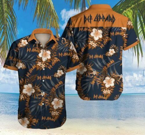 Def Leppard Rock Band Graphic Print Short Sleeve Hawaii Casual Shirt Ha27970