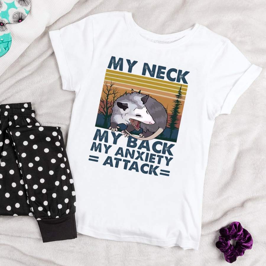 Animal My Neck My Back My Anxiety Attack Vintage White Cotton T Shirt For Men and Women S-6XL Gift