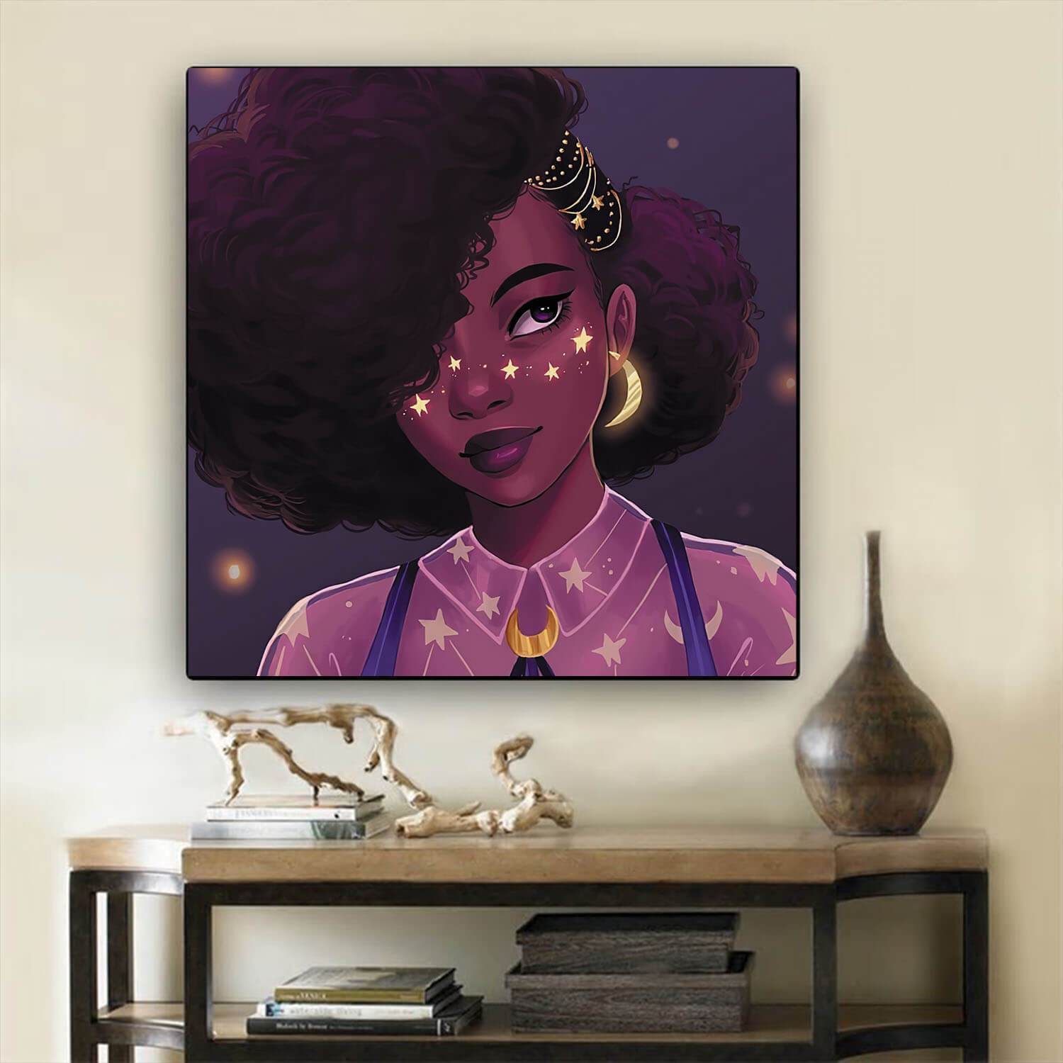 African American Canvas Art Cute Black Girl African Canvas Afrocentric Home Decor Ideas BPS94456