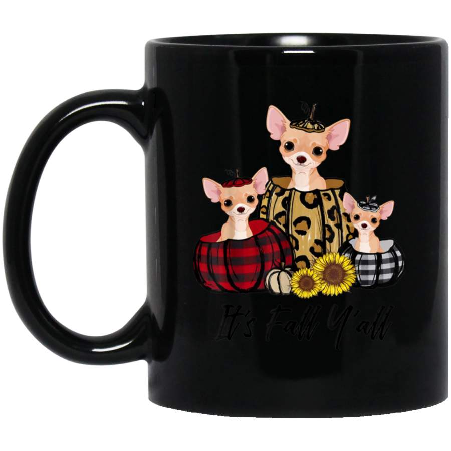 Chihuahua In Leopard Pumpkin Autumn Thanksgiving 11 oz 15 oz Mug Black