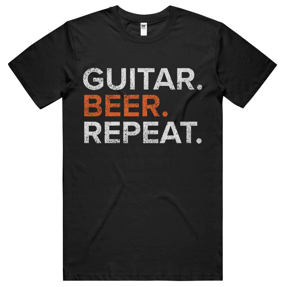 Vintage Guitar Beer Repeat Funny T Shirts