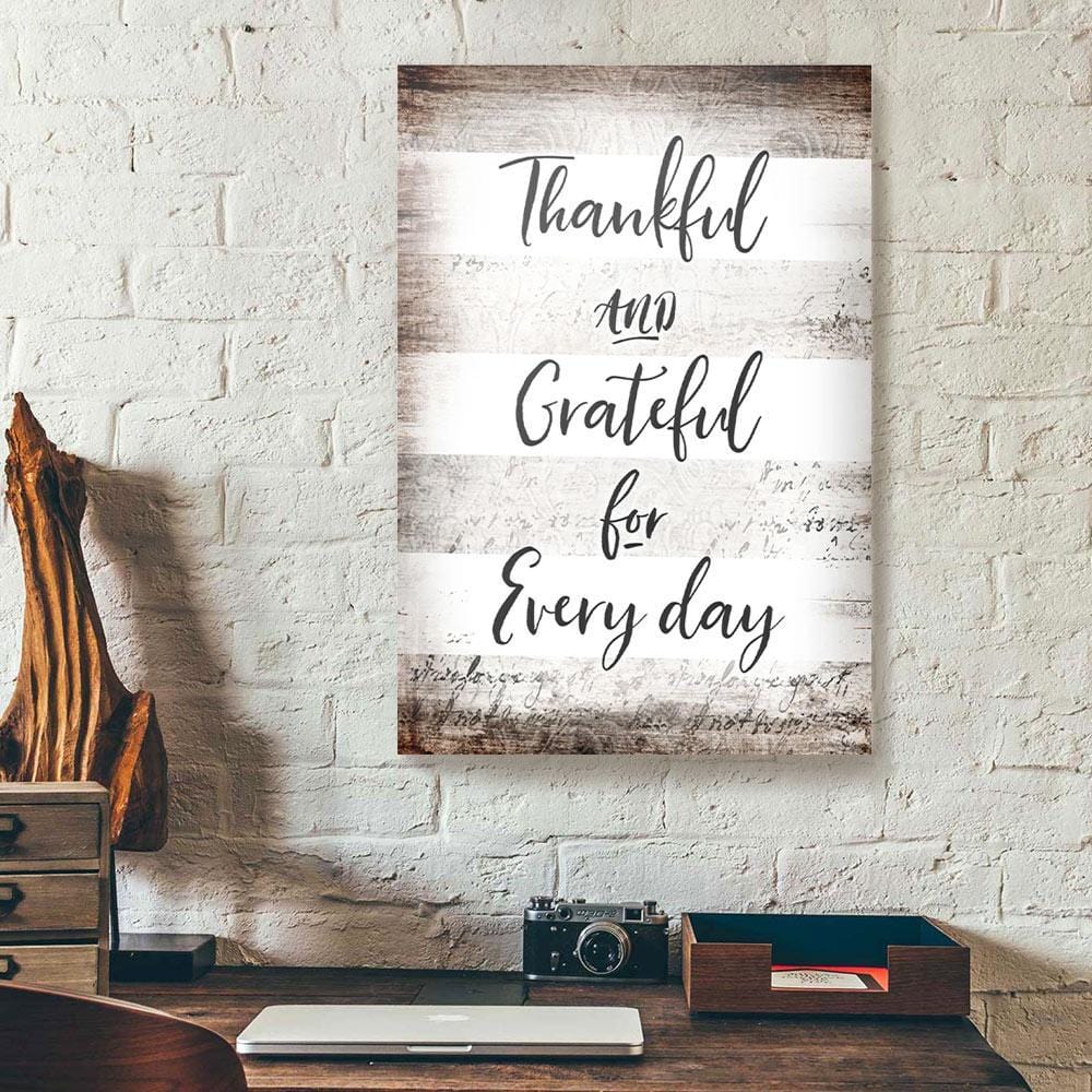 Canvas Prints Thankful & Grateful For Everyday Wood Christian Canvas Wall Art Home Decoration