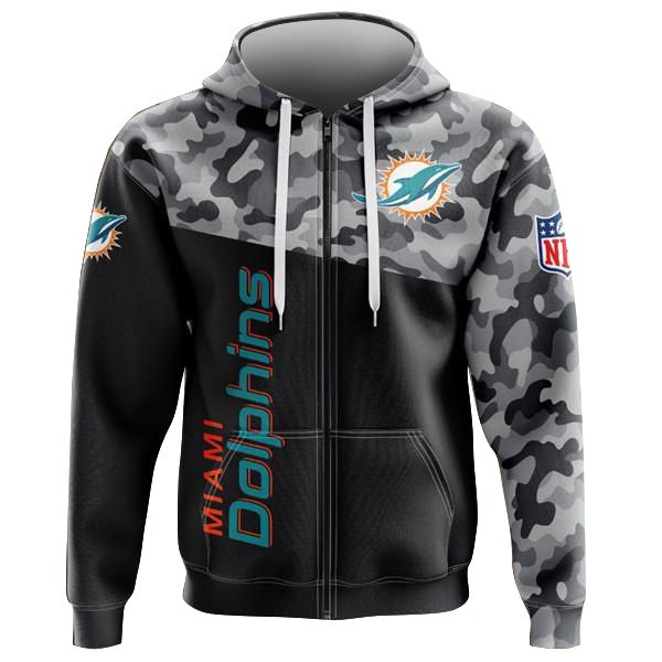 Camo Miami Dolphins Zip Hoodie Sweatshirt 2