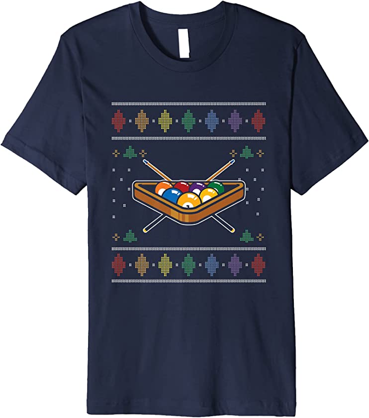 Ugly Christmas Billiard Rack Snooker Santa Claus New Year Premium T-Shirt