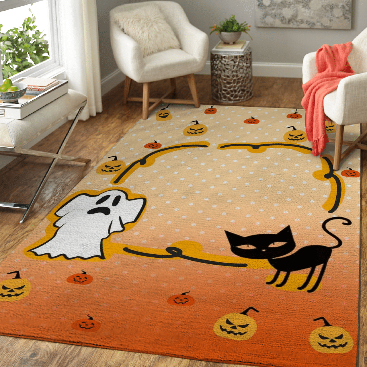 Halloween pumpkin rug HLO 16